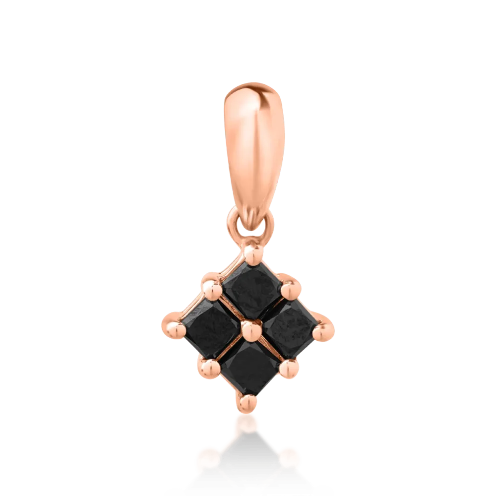 Pandantiv din aur roz cu diamante negre square de 0.406ct