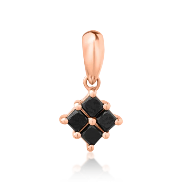 Pandantiv din aur roz cu diamante negre square de 0.406ct