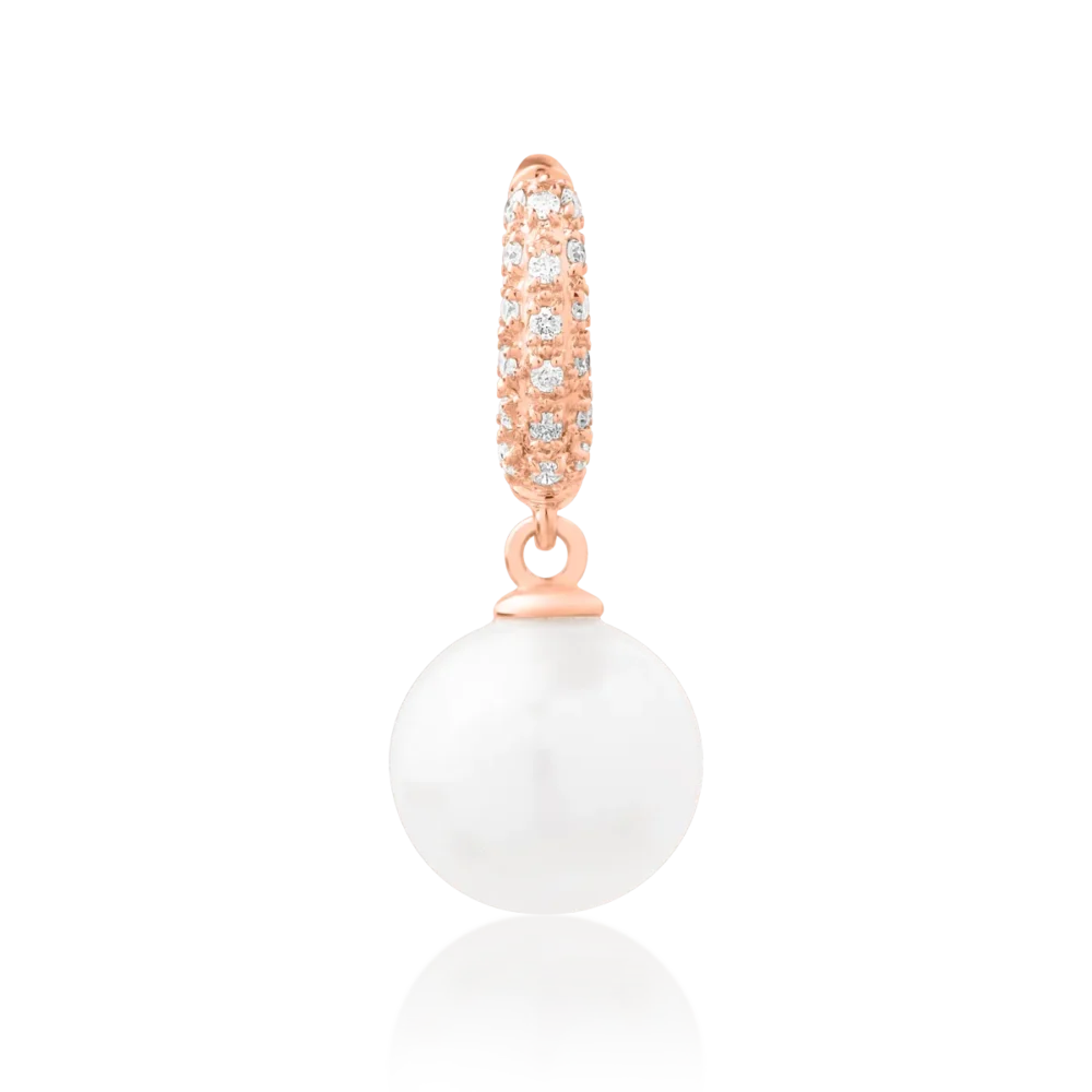Pandantiv din aur roz cu perla de cultura de apa dulce de 3.98ct si diamante de 0.07ct