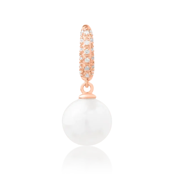 Pandantiv din aur roz cu perla de cultura de apa dulce de 3.98ct si diamante de 0.07ct