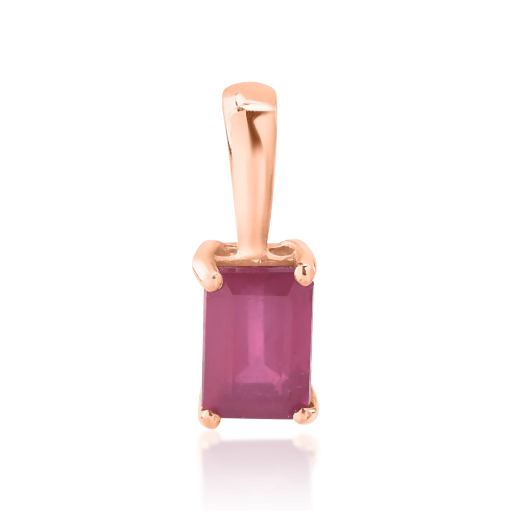 Pandantiv din aur roz cu rubin rectangular de 0.91ct