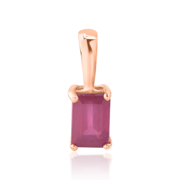 Pandantiv din aur roz cu rubin rectangular de 0.91ct