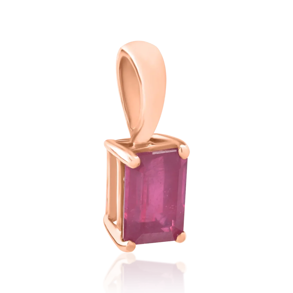Pandantiv din aur roz cu rubin rectangular de 0.91ct - imagine 2