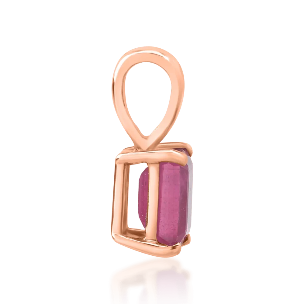 Pandantiv din aur roz cu rubin rectangular de 0.91ct - imagine 3