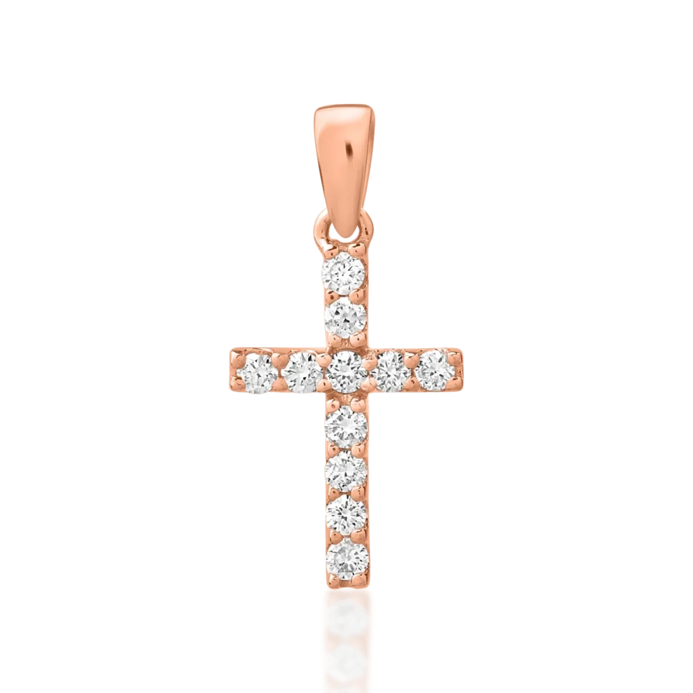 Pandantiv din aur roz cu diamante de 0.121ct