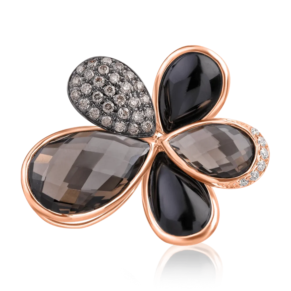 Pandantiv din aur roz cu pietre pretioase si semipretioase 21.31ct