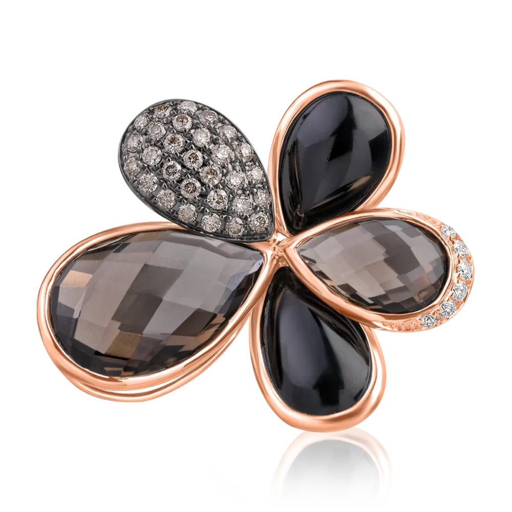 Pandantiv din aur roz cu pietre pretioase si semipretioase de 20.98ct