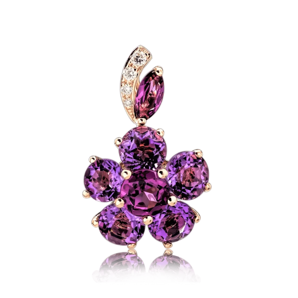 Pandantiv din aur roz cu pietre pretioase si semipretioase de 3.55ct