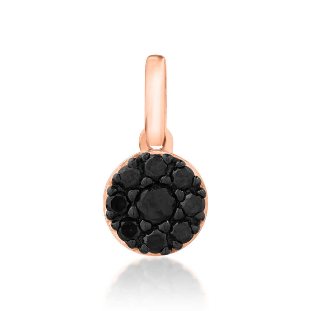 Pandantiv din aur roz-negru cu diamante negre de 0.213ct