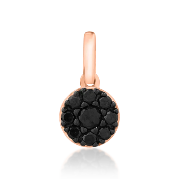 Pandantiv din aur roz-negru cu diamante negre de 0.213ct
