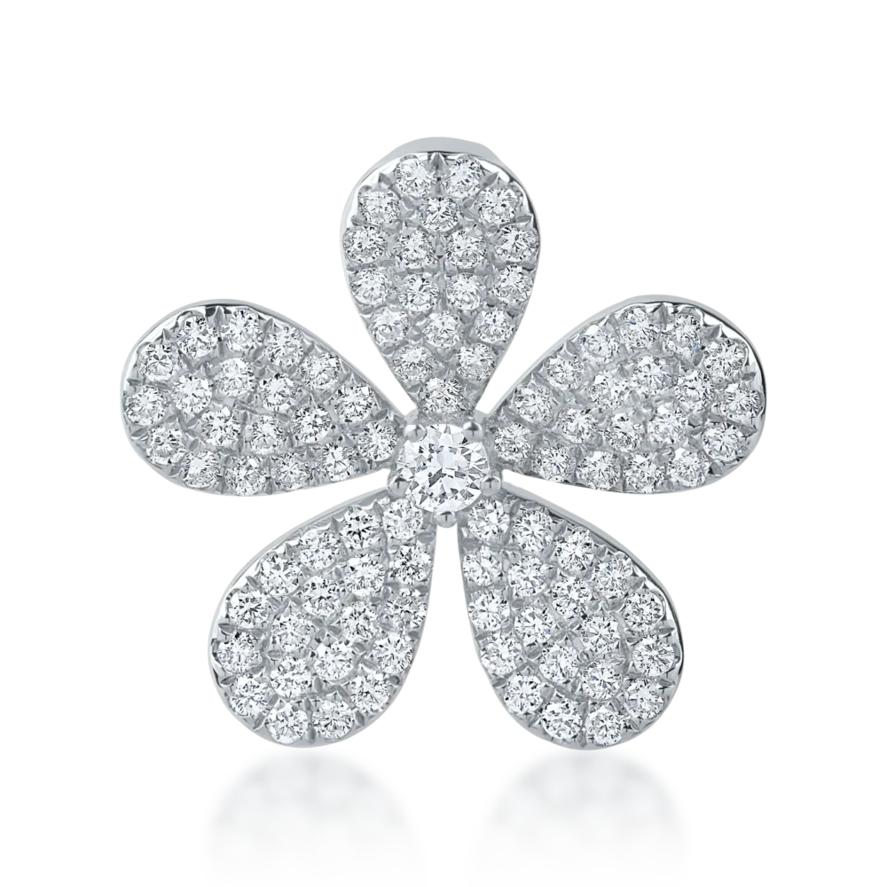 Pandantiv floare din aur alb cu diamante de 0.9ct