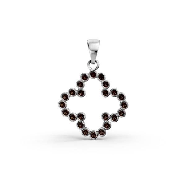 Pandantiv floare din aur alb cu zirconii maro