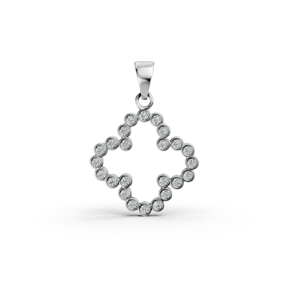 Pandantiv floare din aur alb cu zirconii