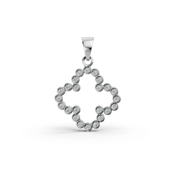 Pandantiv floare din aur alb cu zirconii