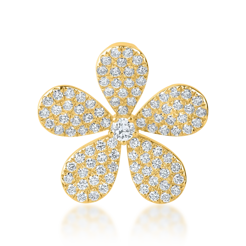 Pandantiv floare din aur galben cu diamante de 0.9ct