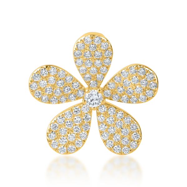 Pandantiv floare din aur galben cu diamante de 0.9ct