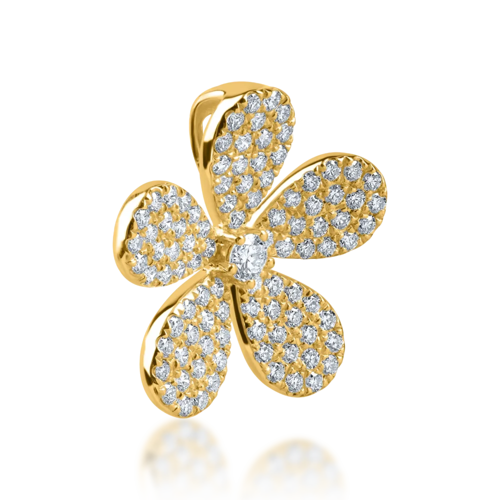Pandantiv floare din aur galben cu diamante de 0.9ct - imagine 2