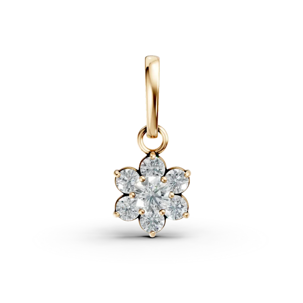 Pandantiv floare din aur galben cu zirconii