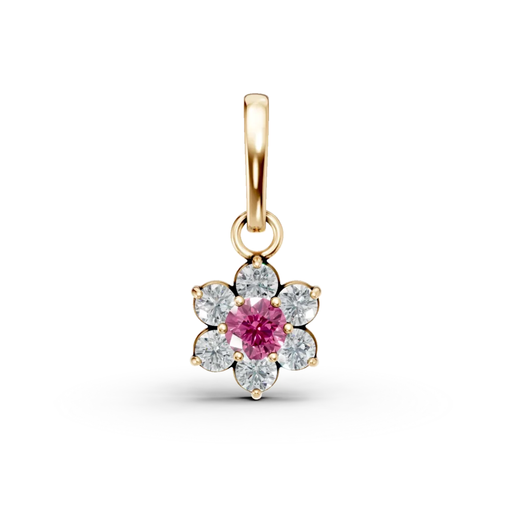 Pandantiv floare din aur galben cu zirconii