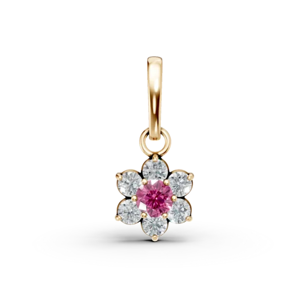 Pandantiv floare din aur galben cu zirconii