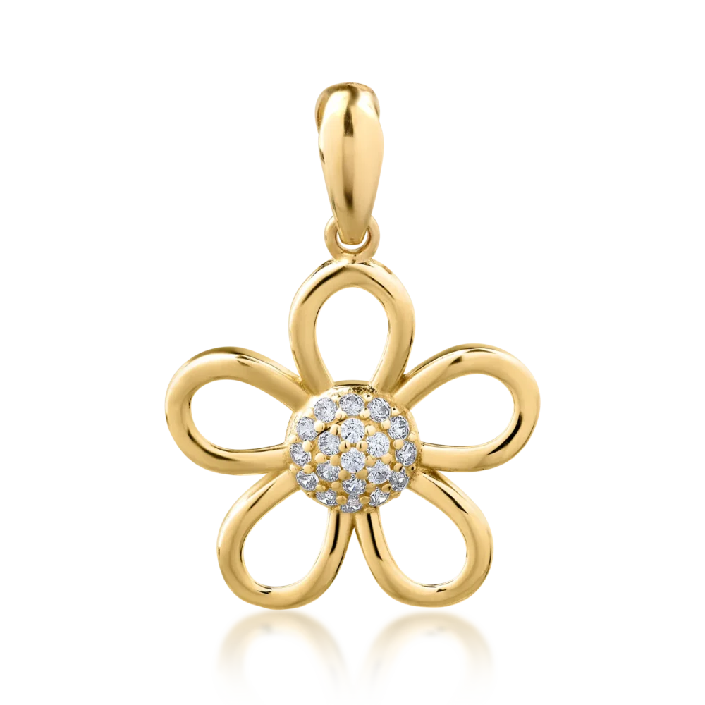 Pandantiv floare din aur galben