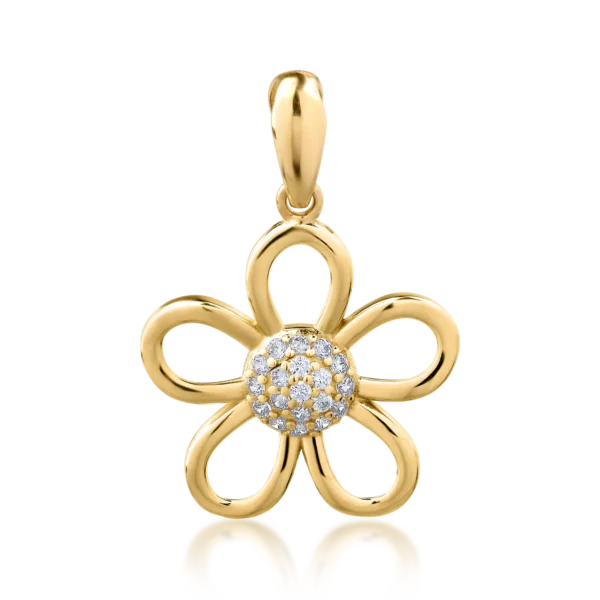 Pandantiv floare din aur galben