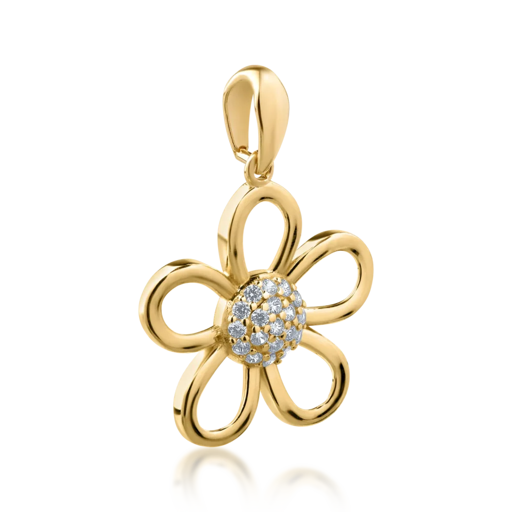 Pandantiv floare din aur galben - imagine 2