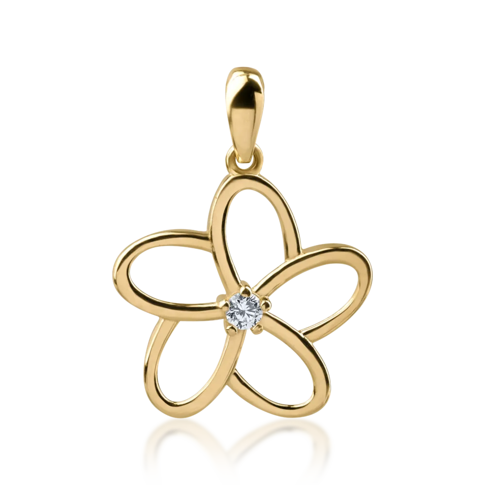 Pandantiv floare din aur galben