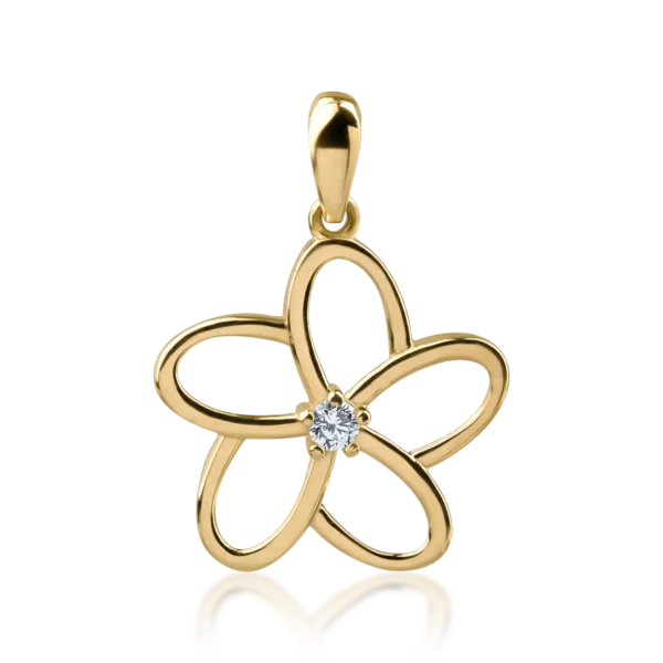 Pandantiv floare din aur galben