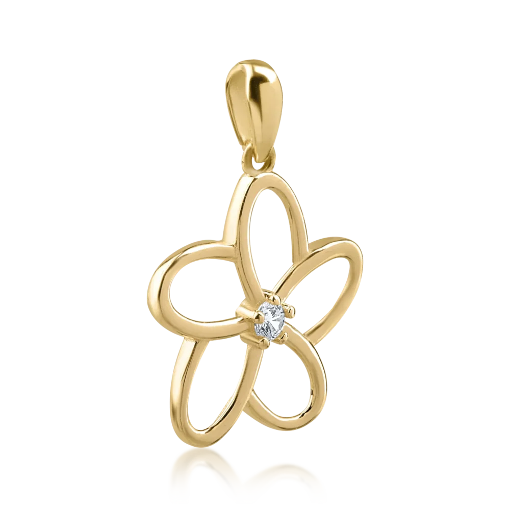 Pandantiv floare din aur galben - imagine 2