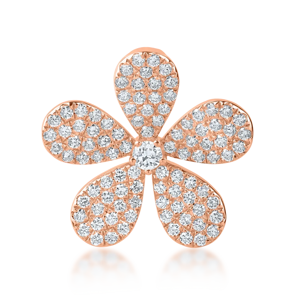 Pandantiv floare din aur roz cu diamante de 0.9ct