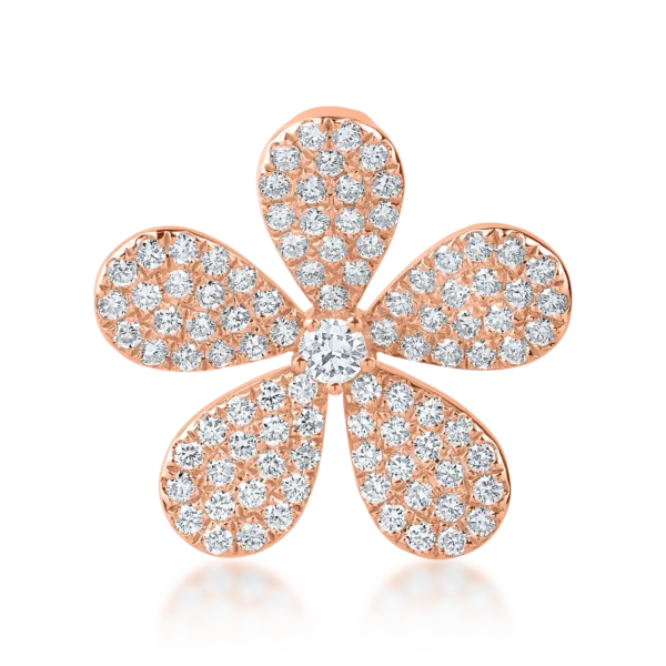 Pandantiv floare din aur roz cu diamante de 0.9ct