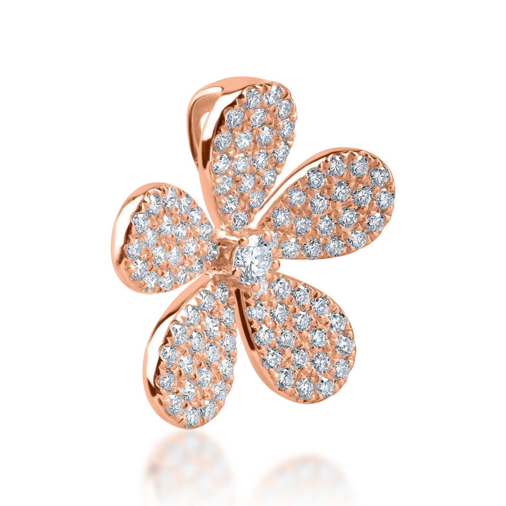 Pandantiv floare din aur roz cu diamante de 0.9ct - imagine 2