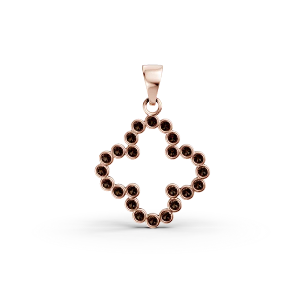 Pandantiv floare din aur roz cu zirconii maro