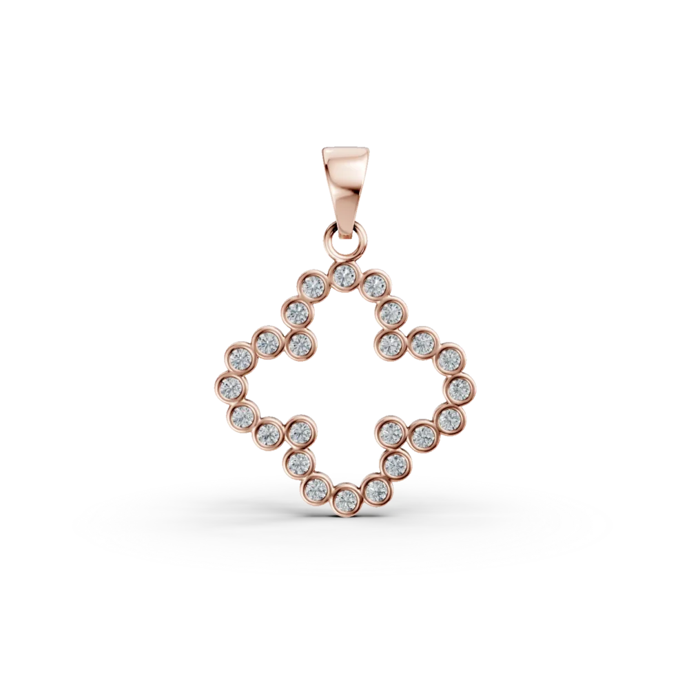 Pandantiv floare din aur roz cu zirconii