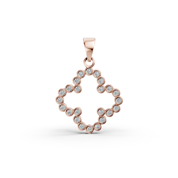 Pandantiv floare din aur roz cu zirconii