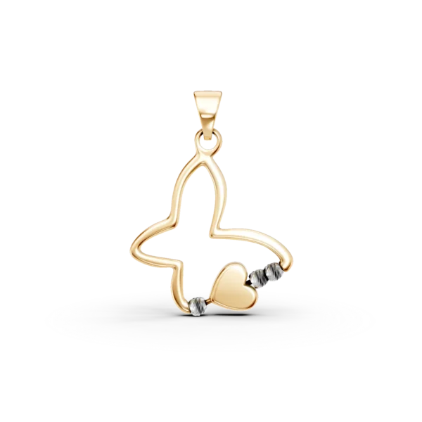 Pandantiv fluture din aur alb-galben