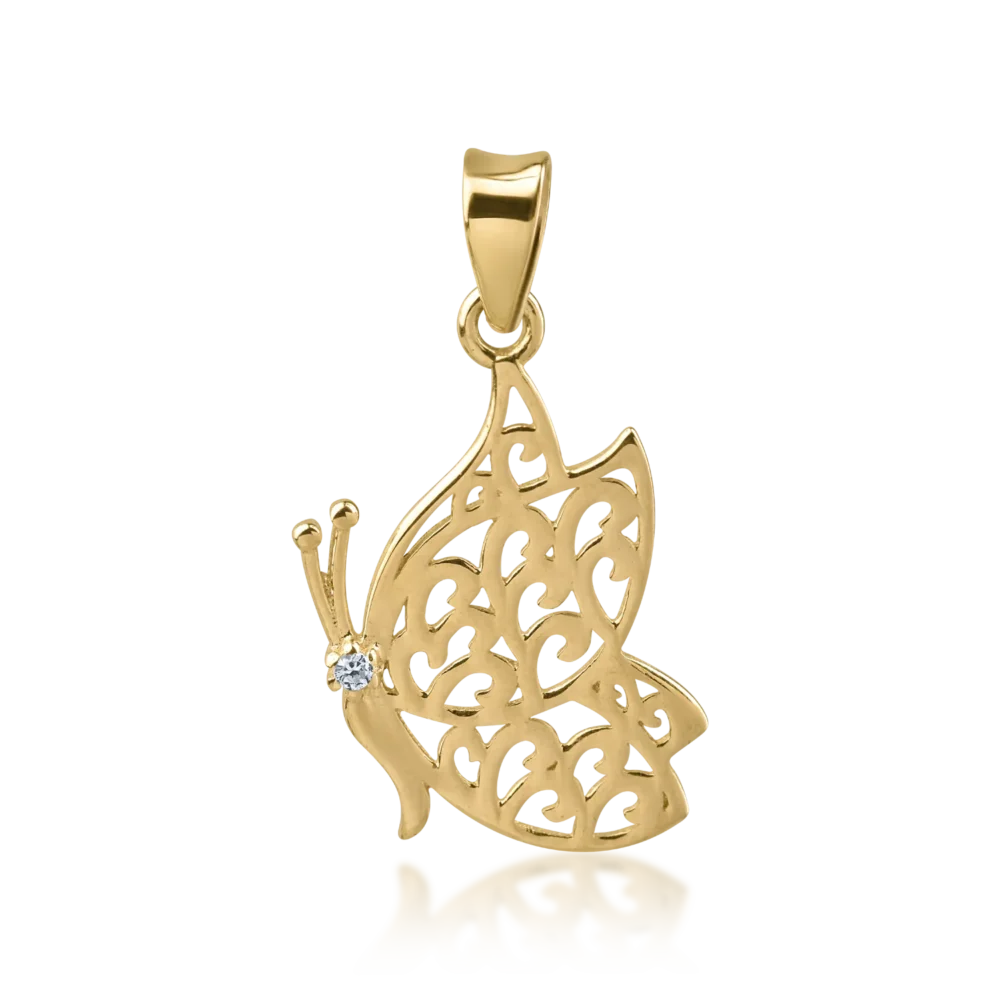 Pandantiv fluture din aur galben