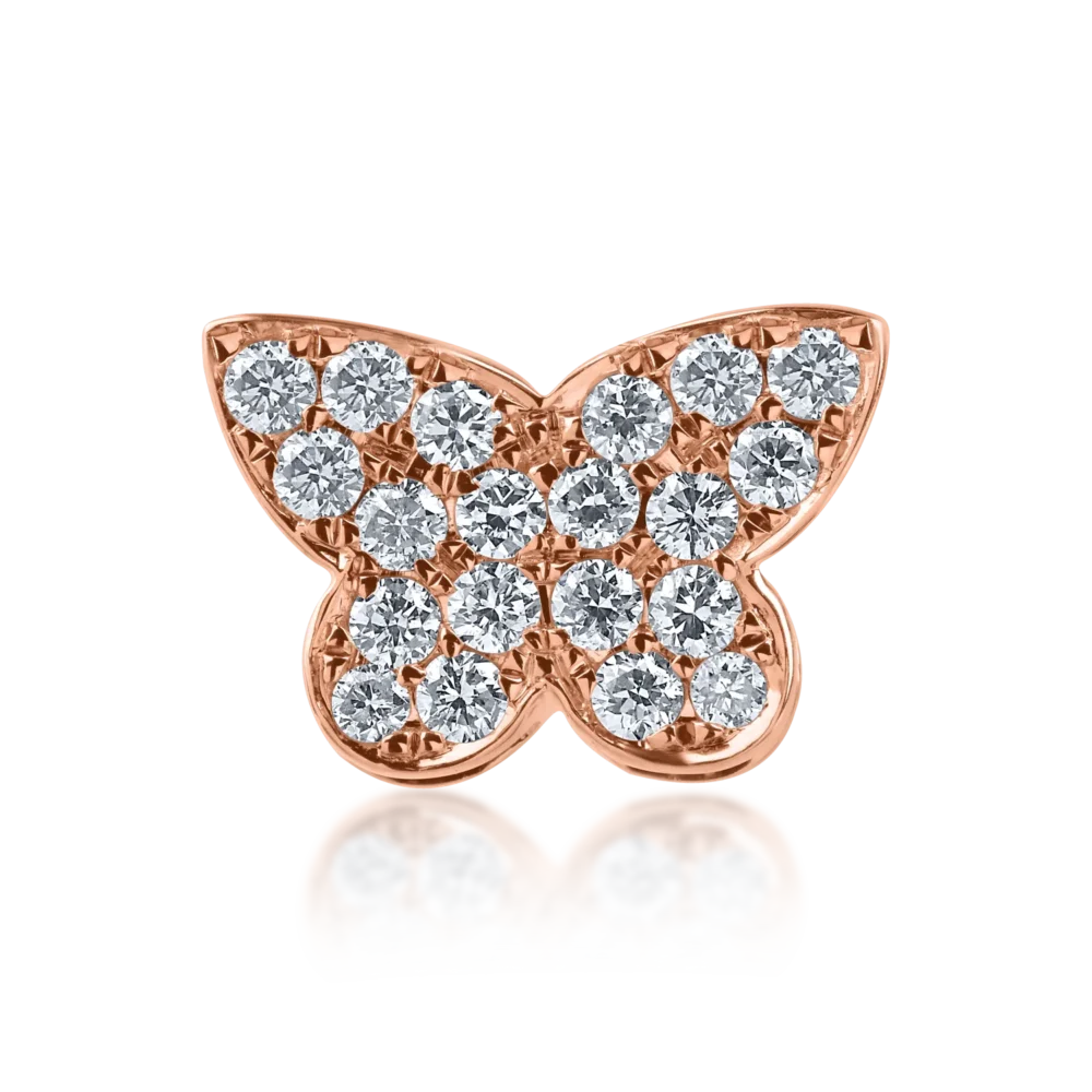 Pandantiv fluture din aur roz cu diamante de 0.21ct