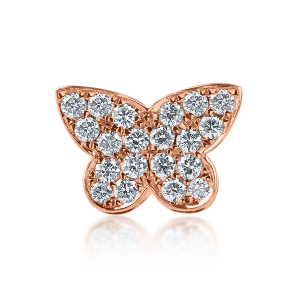 Pandantiv fluture din aur roz cu diamante de 0.21ct