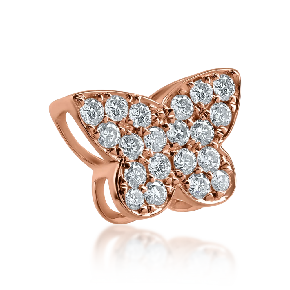 Pandantiv fluture din aur roz cu diamante de 0.21ct - imagine 2