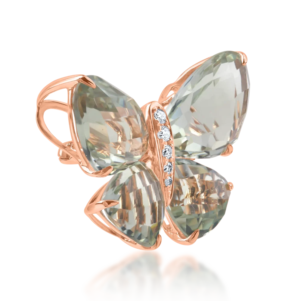 Pandantiv fluture din aur roz cu pietre pretioase si semipretioase de 11.67ct - imagine 2