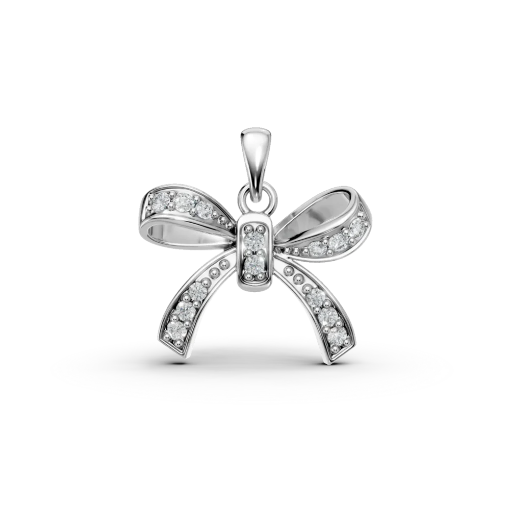 Pandantiv fundita din aur alb cu diamante de 0.06ct