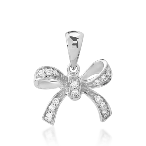 Pandantiv fundita din aur alb cu diamante de 0.073ct