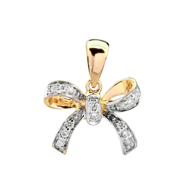 Pandantiv fundita din aur alb-galben cu diamante de 0.076ct