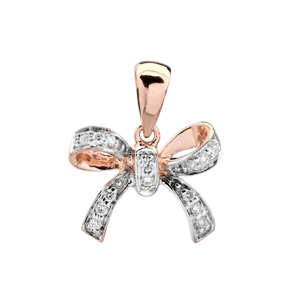 Pandantiv fundita din aur alb-roz cu diamante de 0.076ct