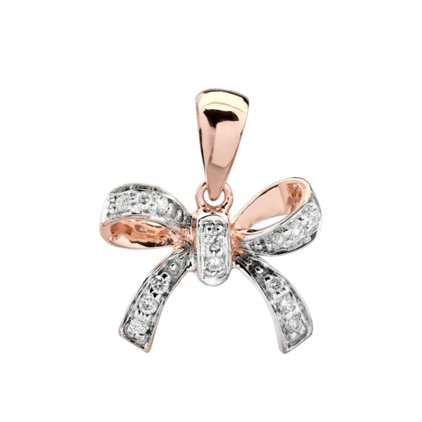 Pandantiv fundita din aur alb-roz cu diamante de 0.076ct