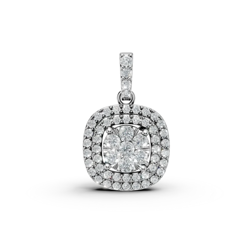 Pandantiv geometric din aur alb cu diamante de 0.7ct