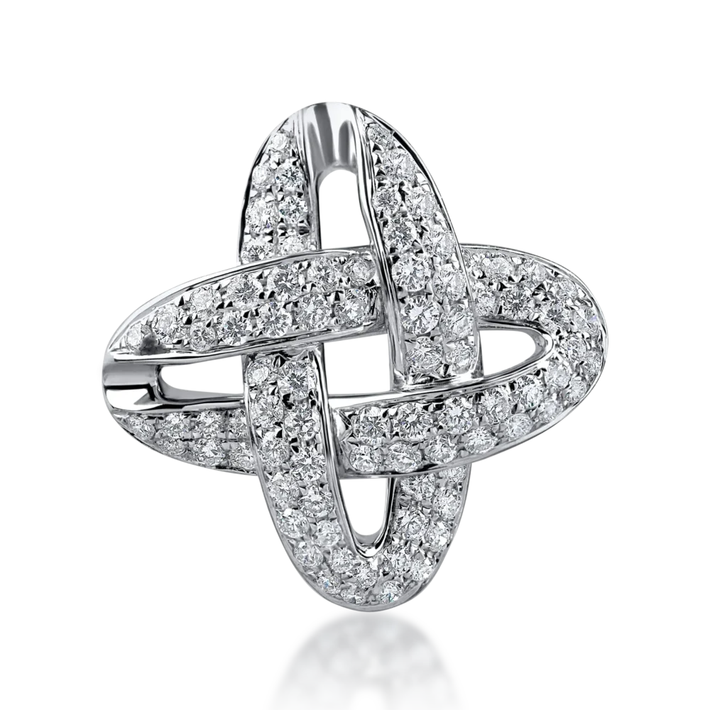 Pandantiv geometric din aur alb cu diamante de 0.8ct