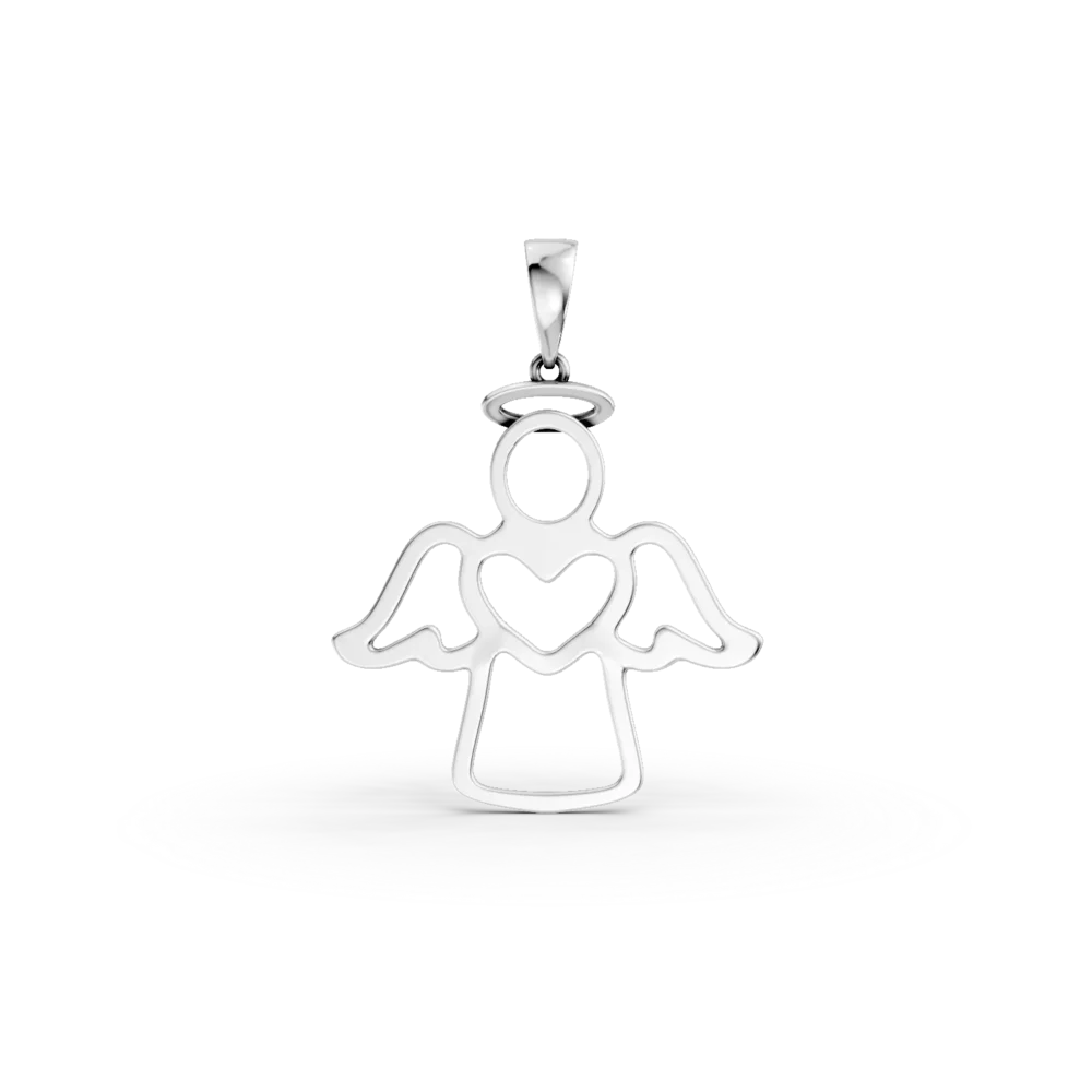 Pandantiv ingeras din aur alb